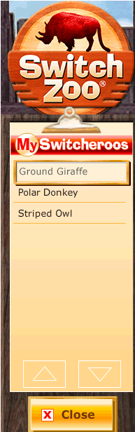 Switch Zoo logo and My Switcheroos list displaying every saved switcheroo