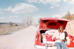 Red '54 Chevy road trip